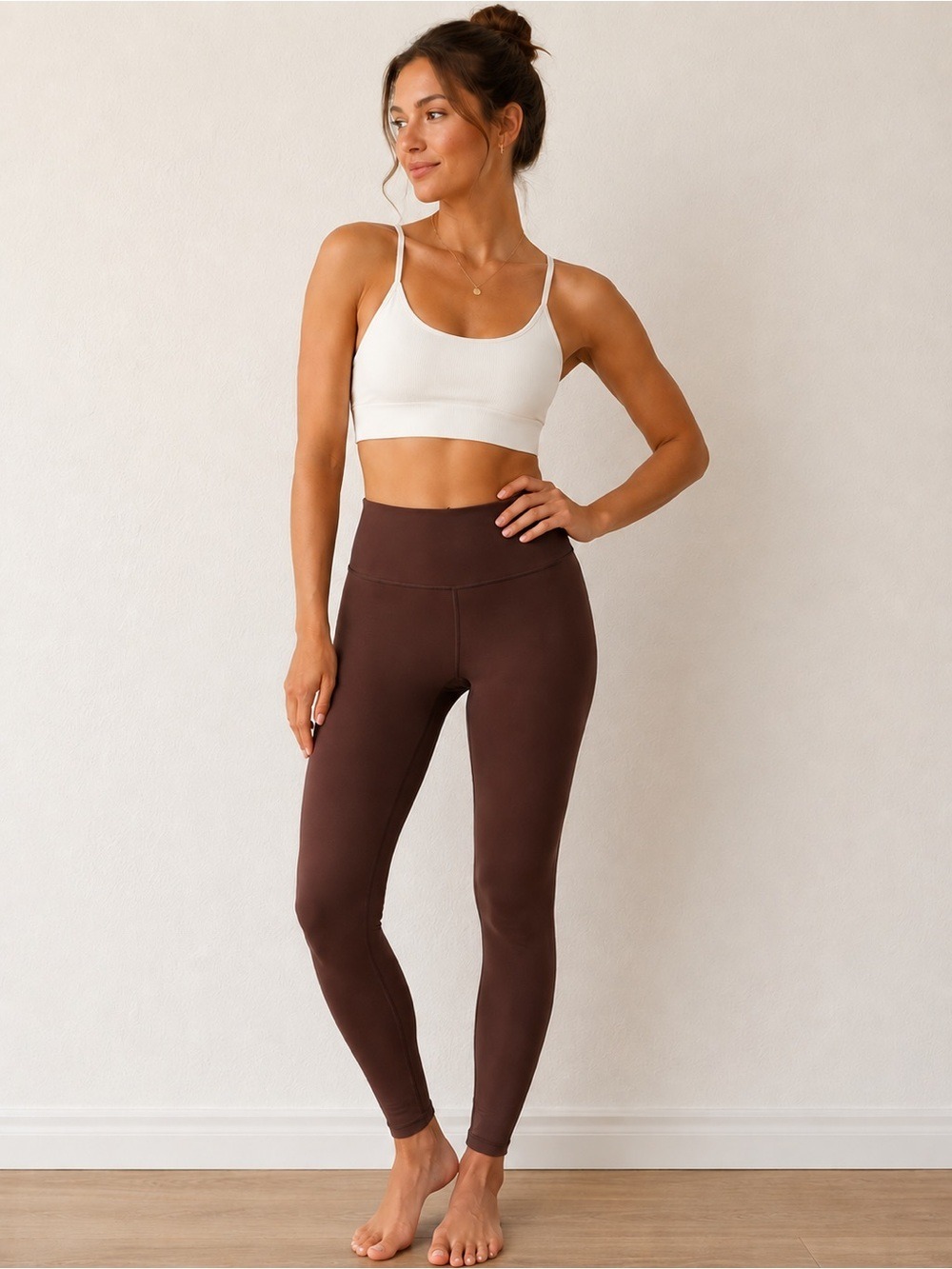 CRZ YOGA Hugged Feeling Compression Leggings Brown High Rise Size L